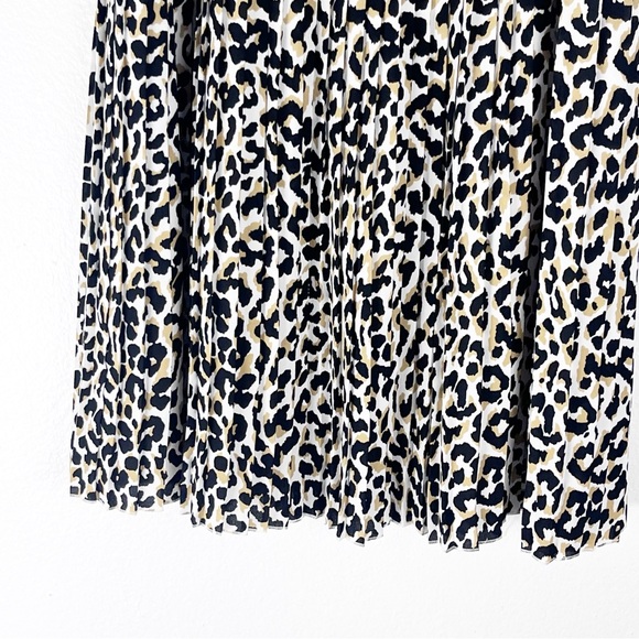 J CREW Factory Leopard Print Pleated Lined Skirt Size 0